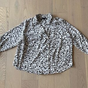 Who What Wear Black and White Blouse